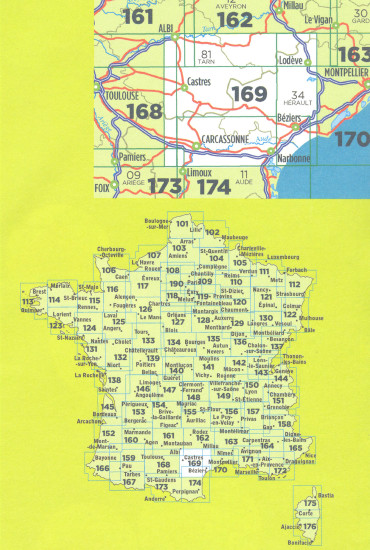 detail IGN 169 Béziers / Castres 1:100t mapa IGN