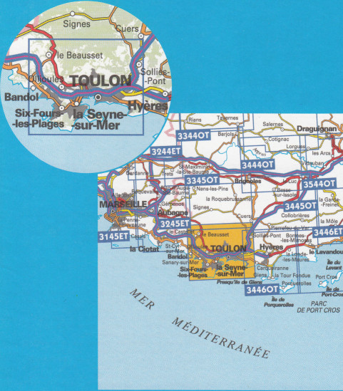detail IGN 3346 OT Toulon 1:25t mapa IGN
