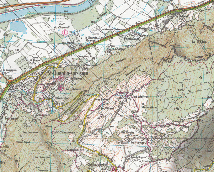 detail IGN 3235 OT AUTRANS, GORGES DE LA BOURNE 1:25t tur. mapa IGN