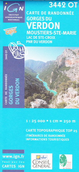 detail IGN 3442 OT Gorges du Verdon 1:25t mapa IGN