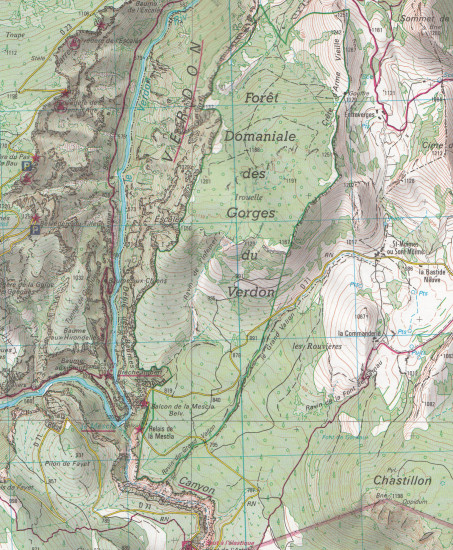 detail IGN 3442 OT Gorges du Verdon 1:25t mapa IGN