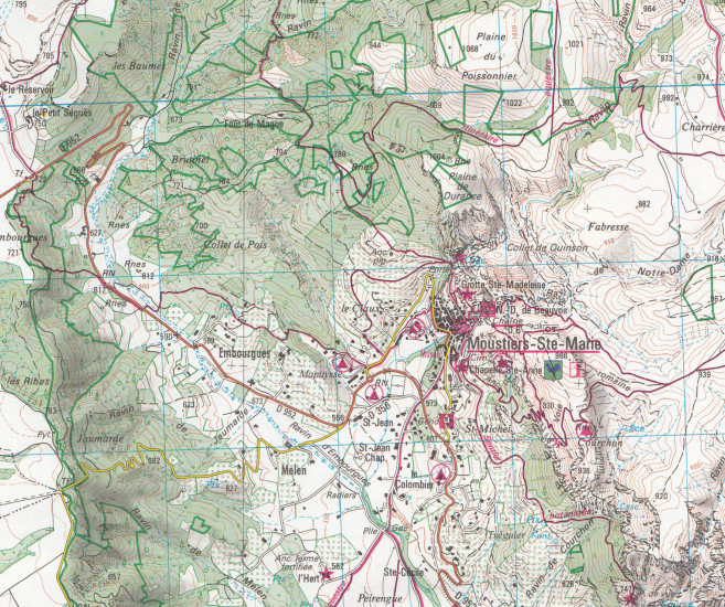 detail IGN 3442 OT Gorges du Verdon 1:25t mapa IGN