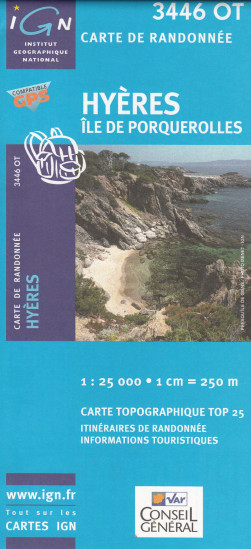 detail IGN 3446 OT Hyéres-Ile de Porquerolles 1:25t mapa IGN