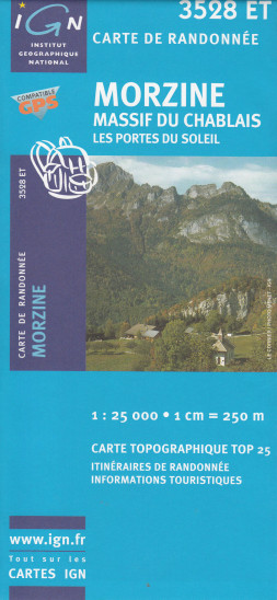 detail IGN 3528 ET Morzine, Massiv du Chabla 1:25t mapa IGN