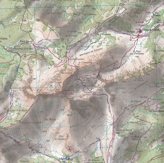 detail IGN 3528 ET Morzine, Massiv du Chabla 1:25t mapa IGN