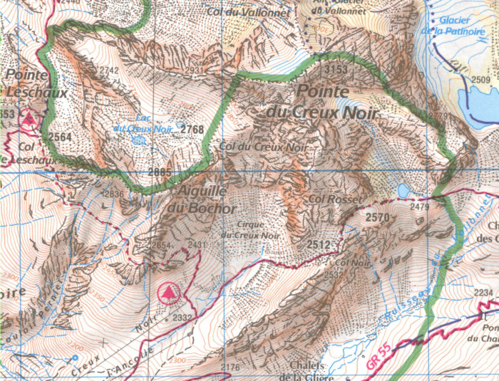 detail IGN 3534 OT Les Trois Vallées 1:25t mapa IGN