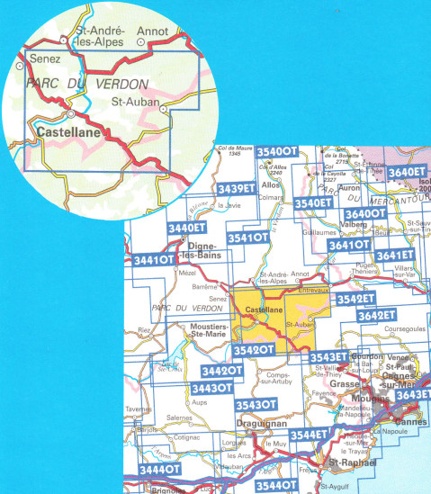 detail IGN 3542 OT Castellane 1:25t mapa IGN