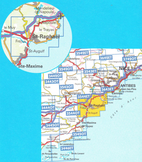 detail IGN 3544 ET Frejus - St. Raphael 1:25t mapa IGN