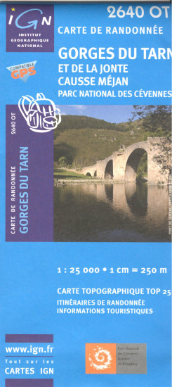 detail IGN 2640 OT Gorges du Tarn 1:25t mapa IGN