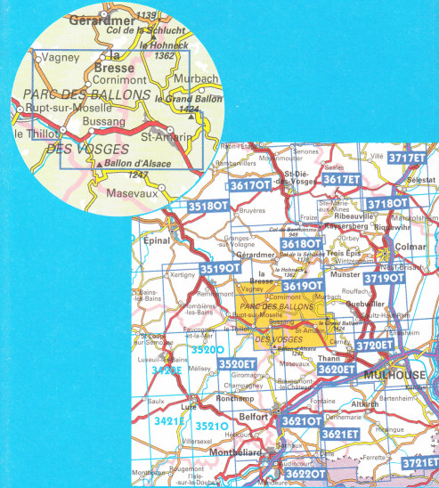 detail IGN 3619OT Bussang La Bresse 1:25t mapa IGN