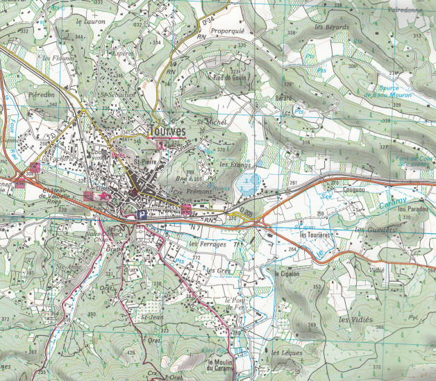 detail IGN 3344 OT St. Maximin la Ste Baume 1:25t mapa IGN