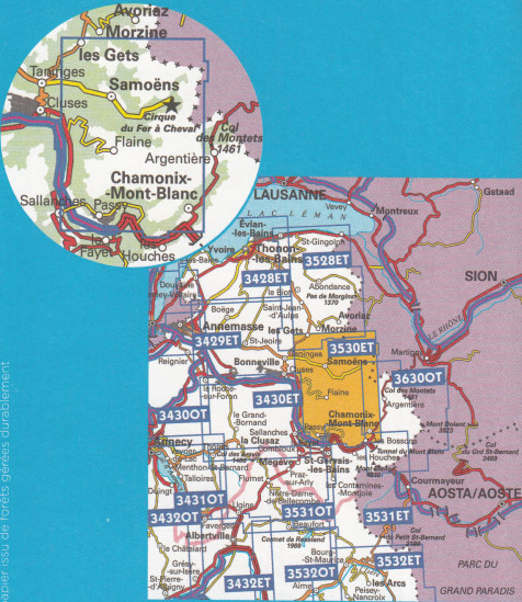 detail IGN 3530 ET Samoens Haut 1:25t mapa IGN