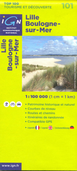 detail IGN 101 Lille Boulogne-sur-Mer 1:100t mapa IGN