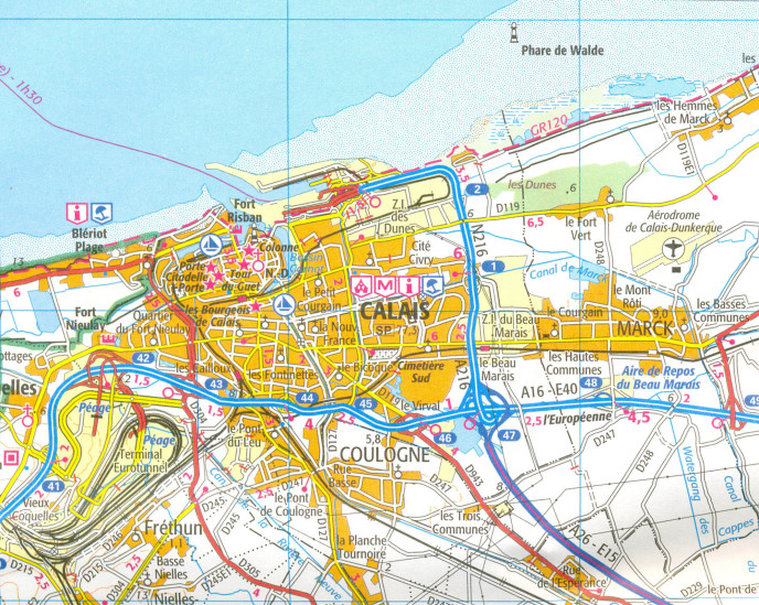 detail IGN 101 Lille Boulogne-sur-Mer 1:100t mapa IGN