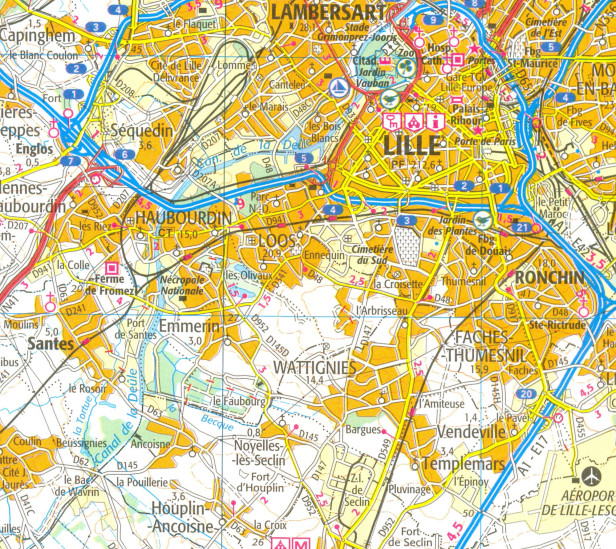detail IGN 101 Lille Boulogne-sur-Mer 1:100t mapa IGN