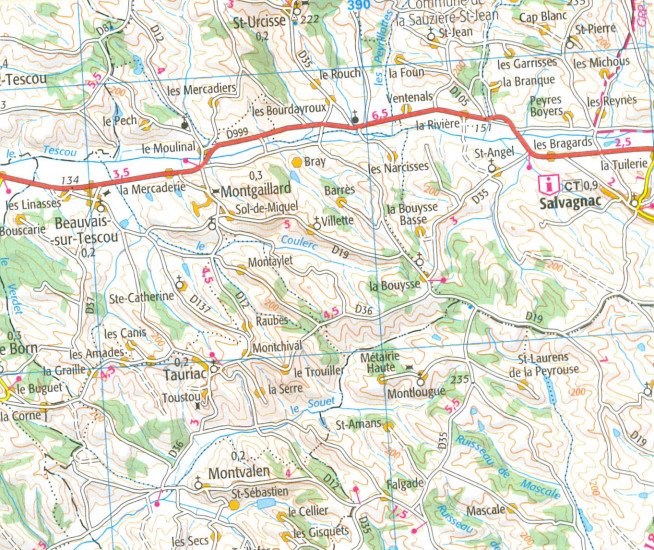 detail IGN 168 Toulouse Pamiers 1:100t mapa IGN
