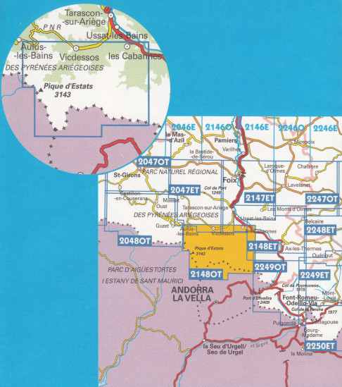 detail IGN 2148 OT Vicdessos 1:25t mapa IGN