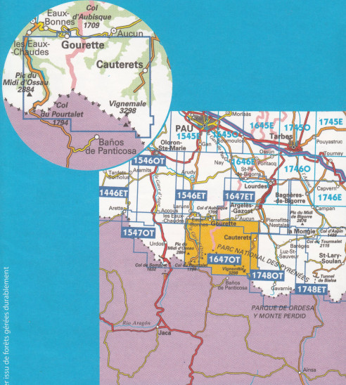 detail IGN 1647 OT Vignemale 1:25t mapa IGN