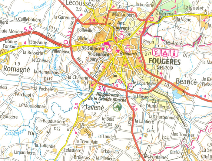 detail IGN 116 Laval Fougeres 1:100t mapa IGN
