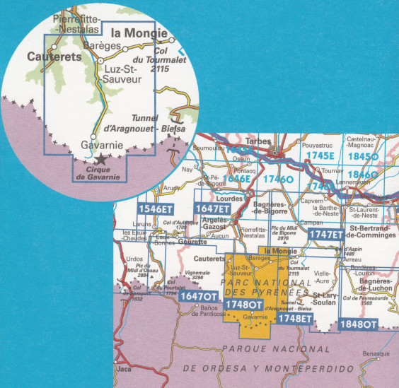 detail IGN 1748 OT Gavarnie 1:25t mapa IGN