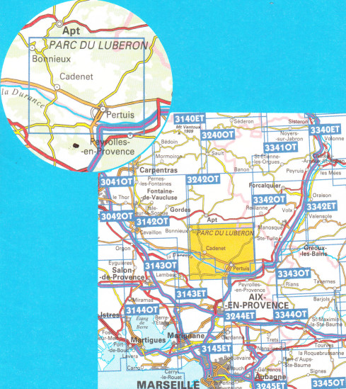 detail IGN 3243OT Pertuis Lourmain 1:25t mapa IGN