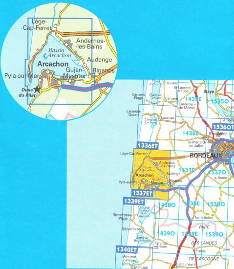 detail IGN 1337 ET Bassin d Arcachon 1:25t mapa IGN
