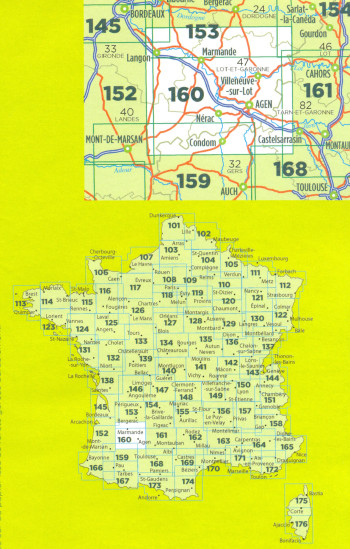 detail IGN 160 Agen Marmande 1:100t mapa IGN