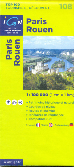 detail IGN 108 Paris, Rouen 1:100t mapa IGN
