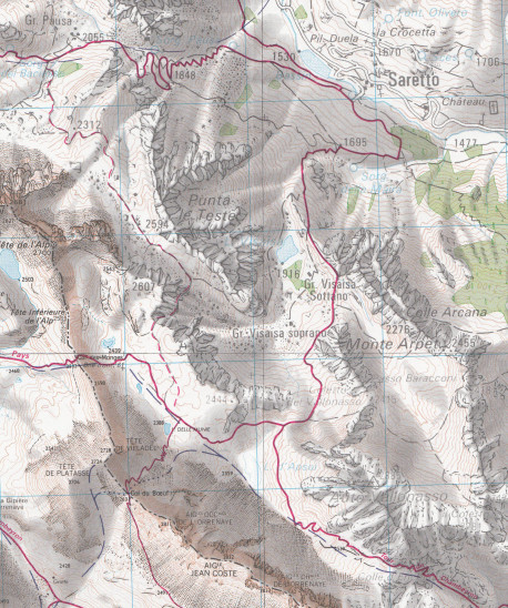 detail IGN 3538 ET Aiguille de Chambeyron 1:25t mapa IGN