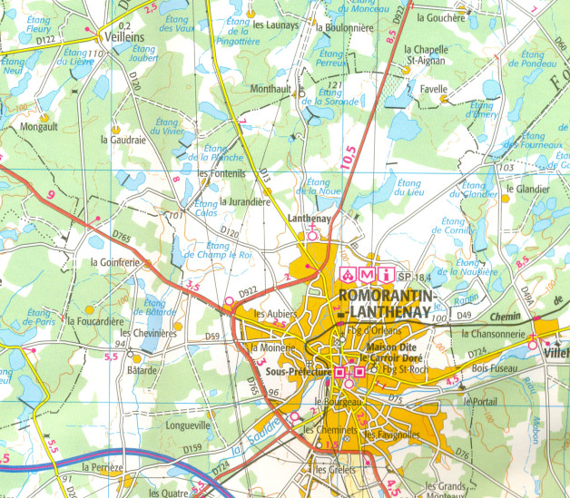detail IGN 134 Bourges, Chateauroux1:100t mapa IGN