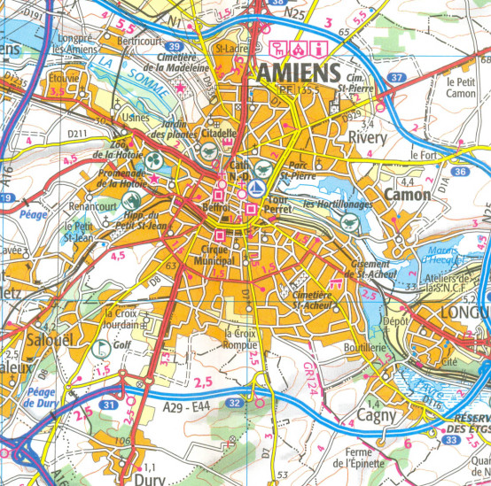 detail IGN 103 Amiens, Arras 1:100t mapa IGN