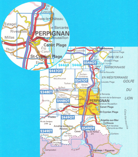 detail IGN 2548 OT Perpignan 1:25t mapa IGN