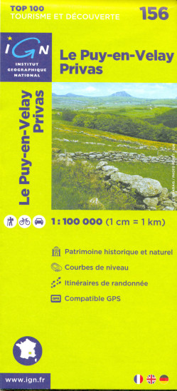 detail IGN 156 Le Puy-en-Velay 1:100t mapa IGN