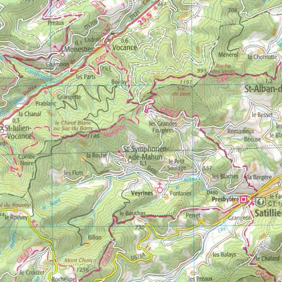 detail IGN 156 Le Puy-en-Velay 1:100t mapa IGN