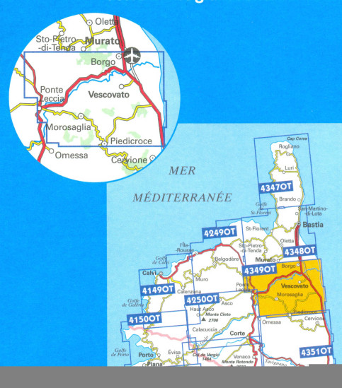 detail IGN 4349 OT Vescovato, Castagniccia 1:25t mapa IGN
