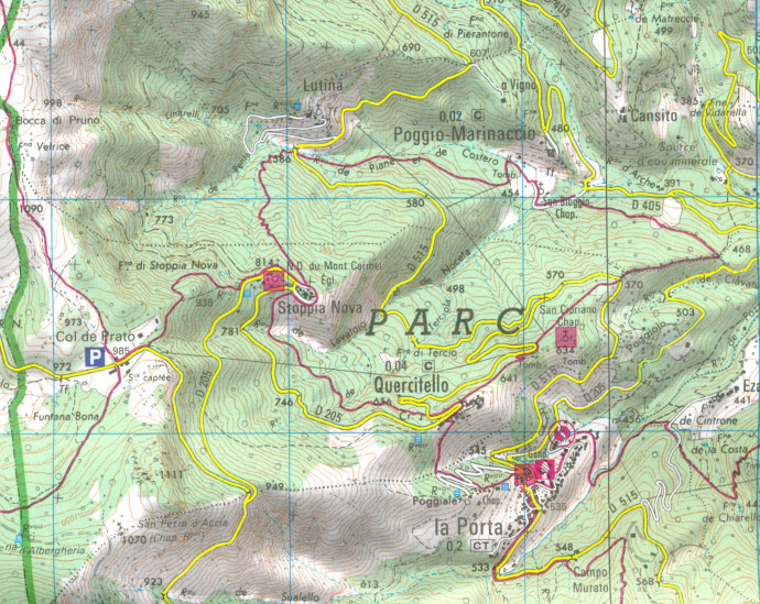 detail IGN 4349 OT Vescovato, Castagniccia 1:25t mapa IGN