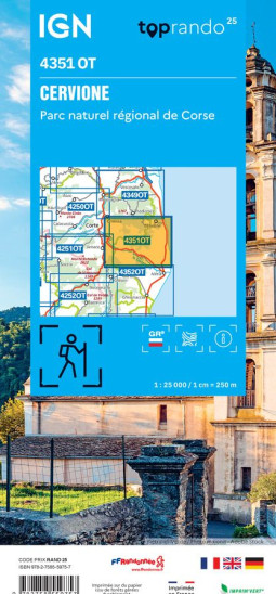 detail IGN 4351 OT Cervione, PNR de Corse 1:25t mapa IGN