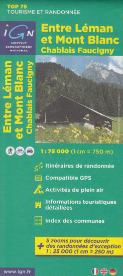 detail Leman & Mont Blanc entre 1:75t mapa IGN