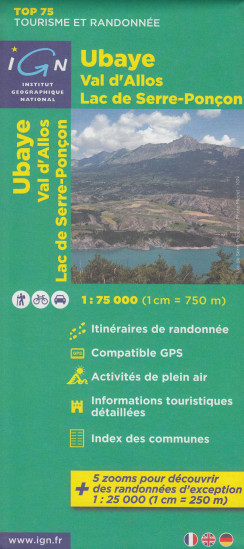 detail Ubaye, Val d´Allos, Lac de Serre-Poncon 1:75t mapa IGN
