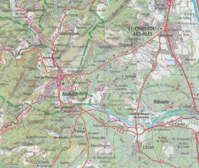 detail Cevennes, Gorges du Tarn 1:75t mapa IGN