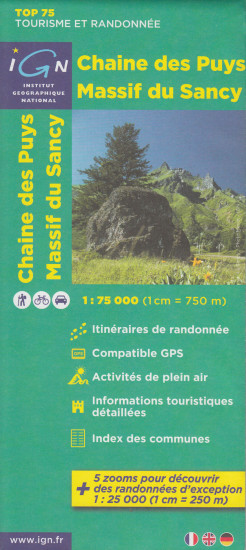 detail Chaine des Puys - Massif du Sancy 1:25t mapa IGN