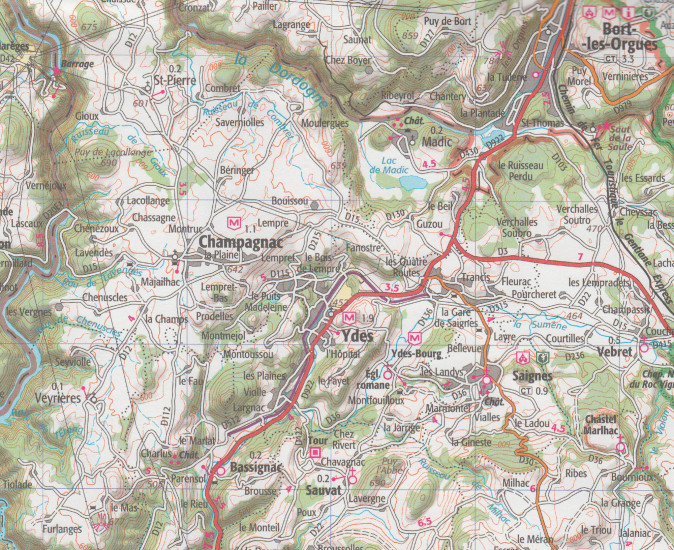 detail Cezallier, Monts du Cantal 1:25t mapa IGN