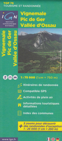 detail Vignemale, Pic de Ger, Vallée d´Ossau 1:75t mapa IGN