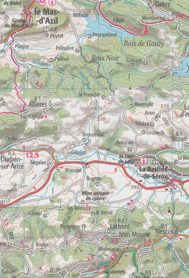 detail Pyrénées Ariégeoises, Mont Valier, Pique d´Estats 1:75t mapa IGN