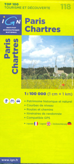 detail IGN 118 Paris, Chartres 1:100t mapa IGN