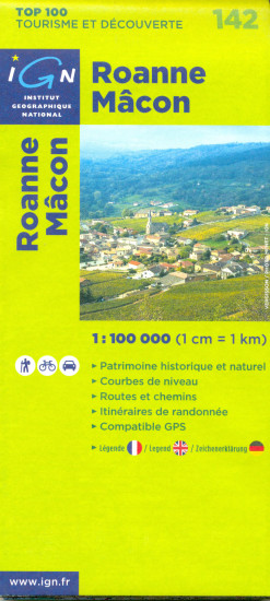 detail IGN 142 Roanne Macon 1:100t mapa IGN