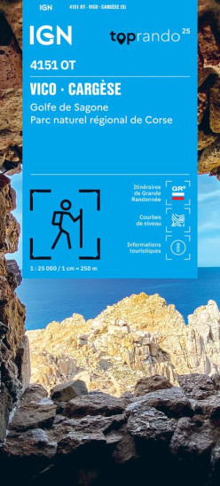 detail IGN 4151 OT Vic, Cargese, Golfe de Sagone, PNR de Corse 1:25t mapa IGN