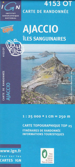 detail IGN 4153 OT Ajaccio, Iles Sanguinaires 1:25t mapa IGN