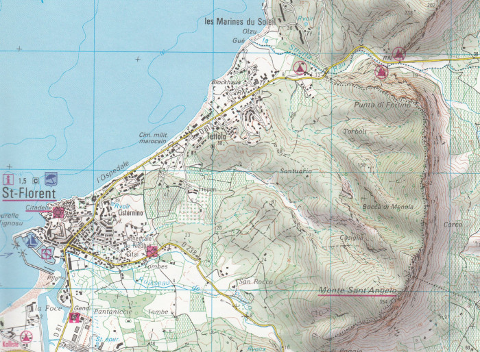 detail IGN 4348 OT Bastia, Golfe de St-Florent 1:25t mapa IGN