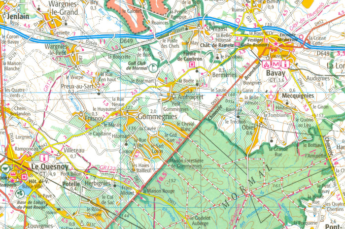 detail IGN 102 Lille, Maubeuge 1:100t mapa IGN